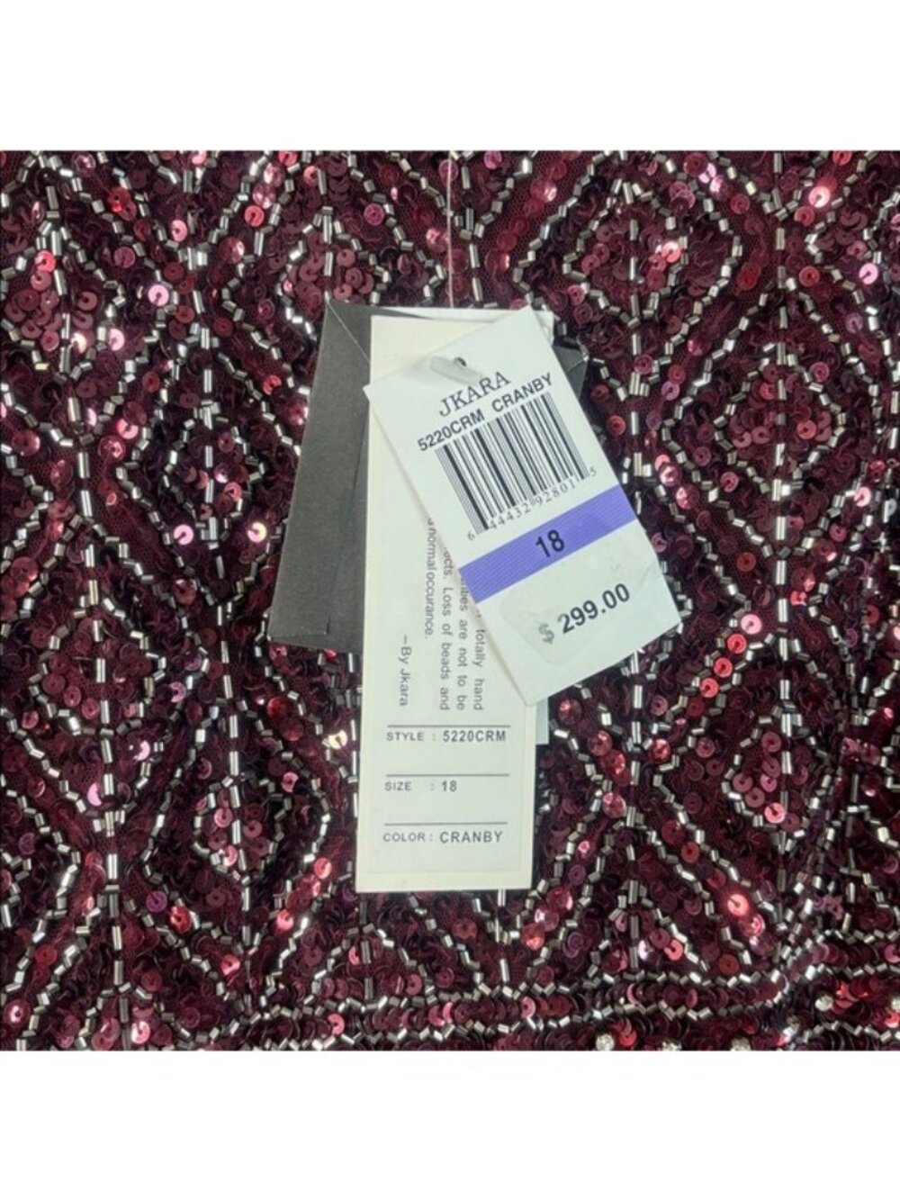 NWT J Kara Womens Burgundy Beaded Short Sleeve Empire Waist Gown PLUS SIZE 18 - Picture 13 of 16